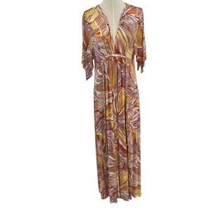 Rachel Pally Caftan‎ Maxi Dress Kimono Sleeve Magnolia Print Size Medium